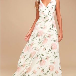 Lulu’s Romantic Possibilities White Floral Print Maxi Dress